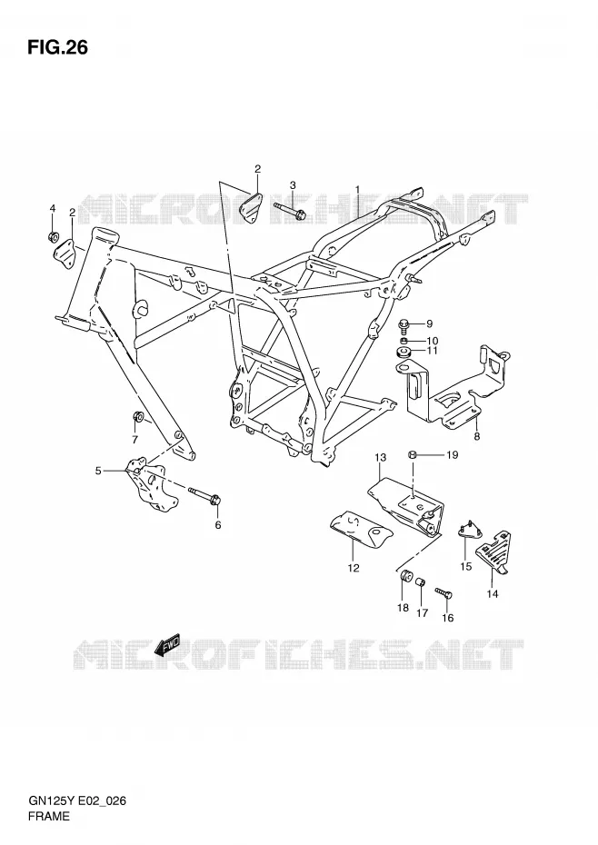 CADRE (MODELE V/W/X) Suzuki MOTO 125 GN 2000  GN125EY(E2)