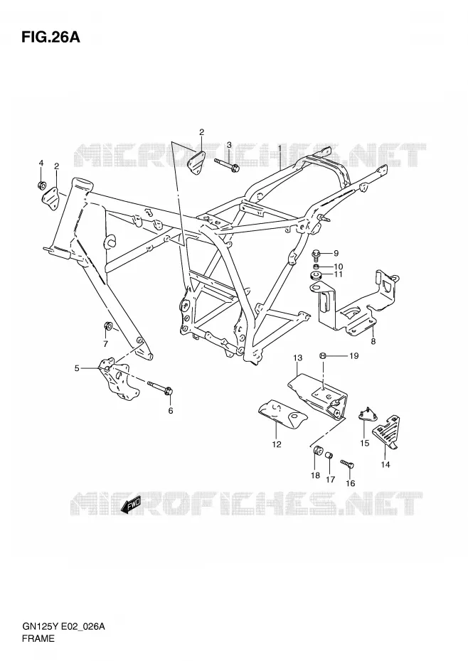 CADRE (MODELE Y/K1) Suzuki MOTO 125 GN 2000  GN125EY(E2)