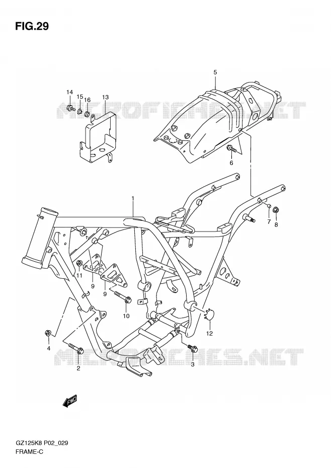 CADRE Suzuki MOTO 125 MARAUDER 2010  GZ125L0(P02)
