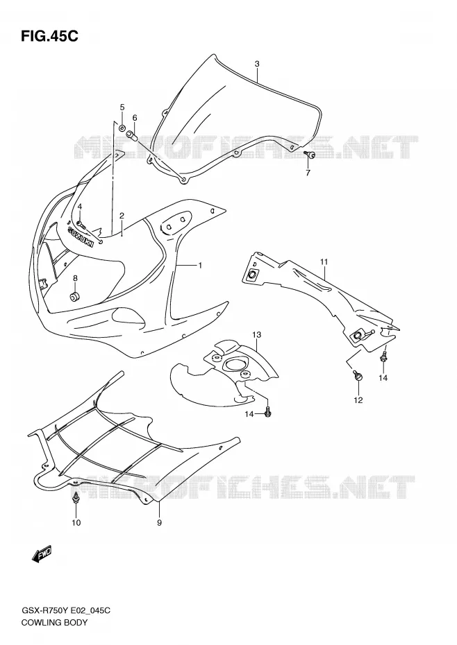 CARENAGES - ETIQUETTES (MODELE K3) Suzuki MOTO 750 GSX-R 2003  GSX-R750U2K3(E2)