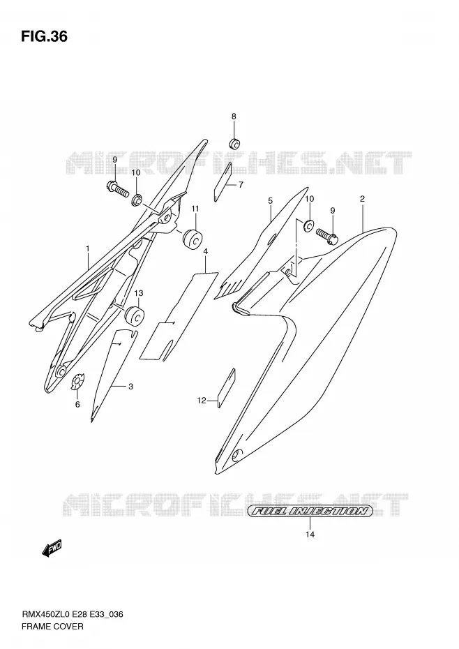 CARENAGES ARRIERE Suzuki MOTO 450 RMX-Z 2010  RMX450ZL0(E28/E33)