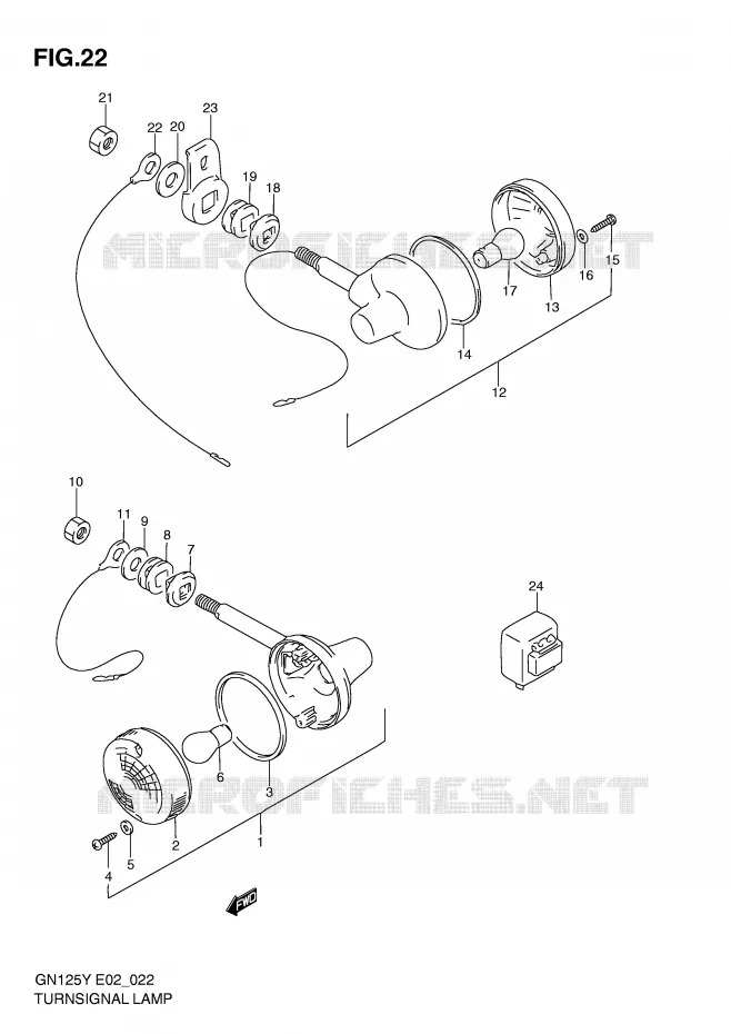 CLIGNOTANTS (MODEL V/W/X E1,E2,E4,E18,E21,E22,E71,P9) Suzuki MOTO 125 GN 1999  GN125X(E4)