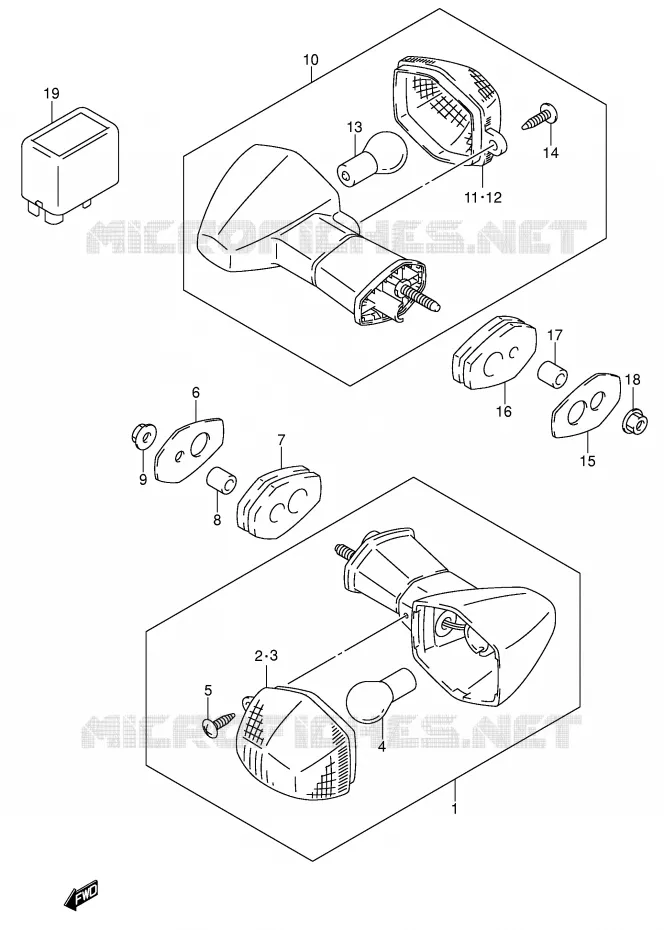 CLIGNOTANTS (MODELE Y/K1) Suzuki MOTO 750 GSX-R 2002  GSX-R750U2K2(E2)