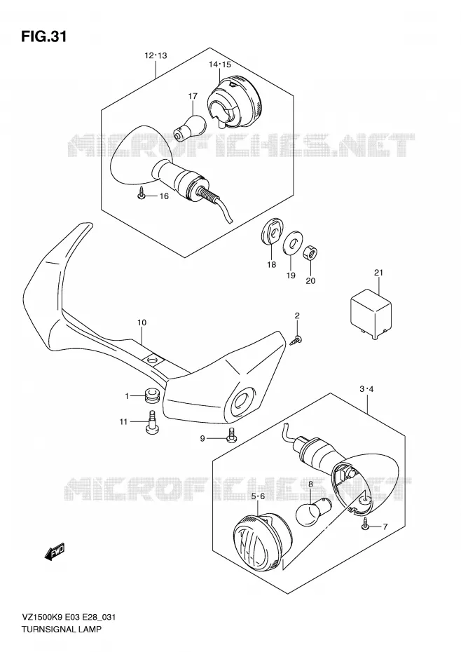 CLIGNOTANTS Suzuki MOTO 1500 BOULEVARD 2009  VZ1500K9(E3/E28)