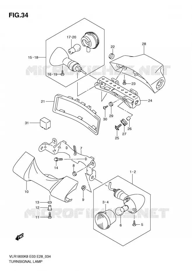 CLIGNOTANTS Suzuki MOTO 1800 BOULEVARD 2010  VLR1800L0(E3/E28)