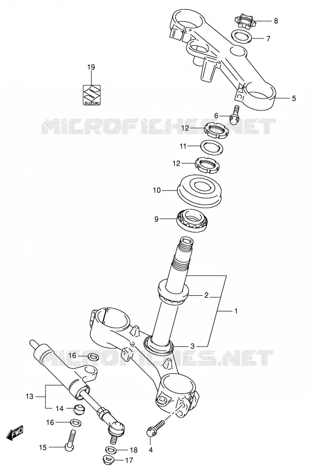 COLONNE DE DIRECTION (E2/E54) Suzuki MOTO 750 GSX-R 2001  GSX-R750U1K1(E2)