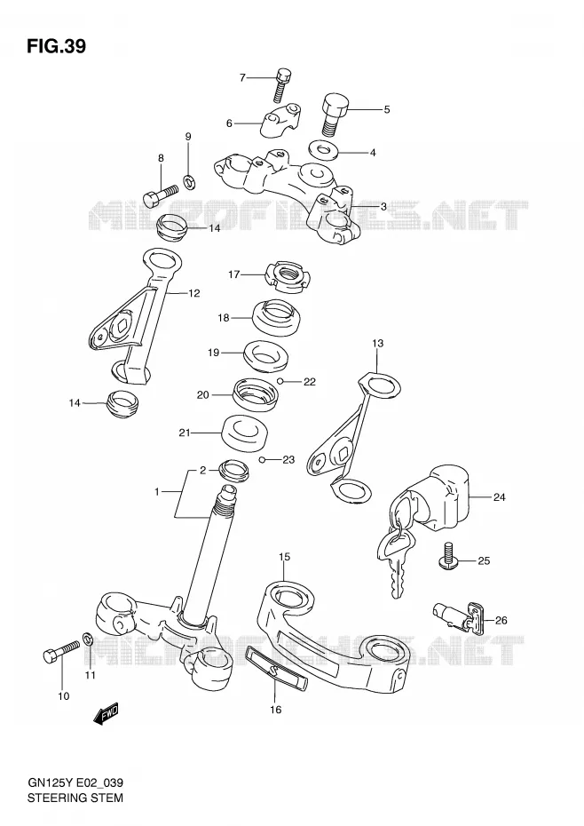 COLONNE DE DIRECTION (MODELE V/W/X) Suzuki MOTO 125 GN 1999  GN125UX(E2)