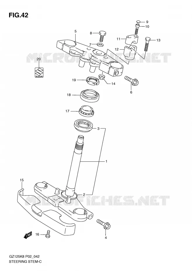 COLONNE DE DIRECTION Suzuki MOTO 125 MARAUDER 2010  GZ125L0(P02)