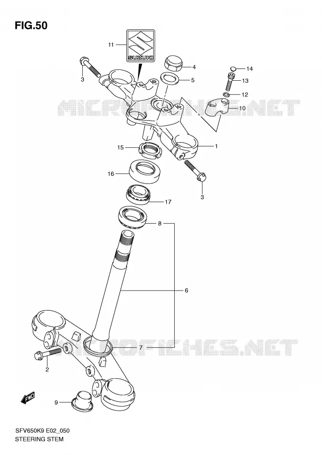 COLONNE DE DIRECTION Suzuki MOTO 650 GLADIUS 2010  SFV650L0(E2)