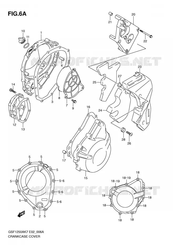 COUVERCLES DE CARTERS (MODEL L0) Suzuki MOTO 1250 BANDIT-N 2007  GSF1250AK7(E2)