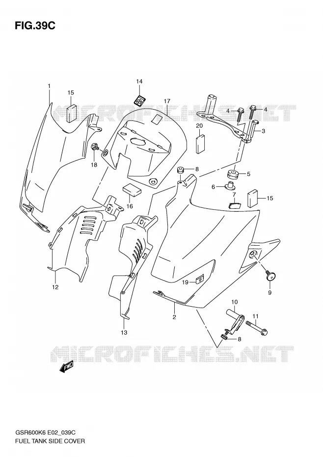 COUVRE RESERVOIR (MODEL L0) Suzuki MOTO 600 GSR 2010  GSR600AL0(E2)