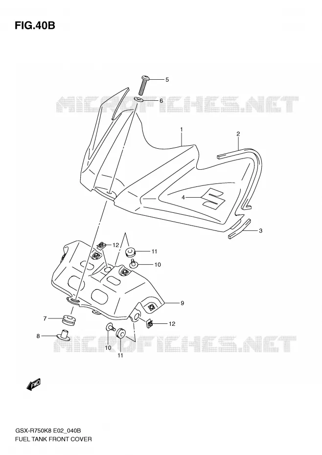 COUVRE RESERVOIR (MODEL L0) Suzuki MOTO 750 GSX-R 2008  GSX-R750K8(E2)