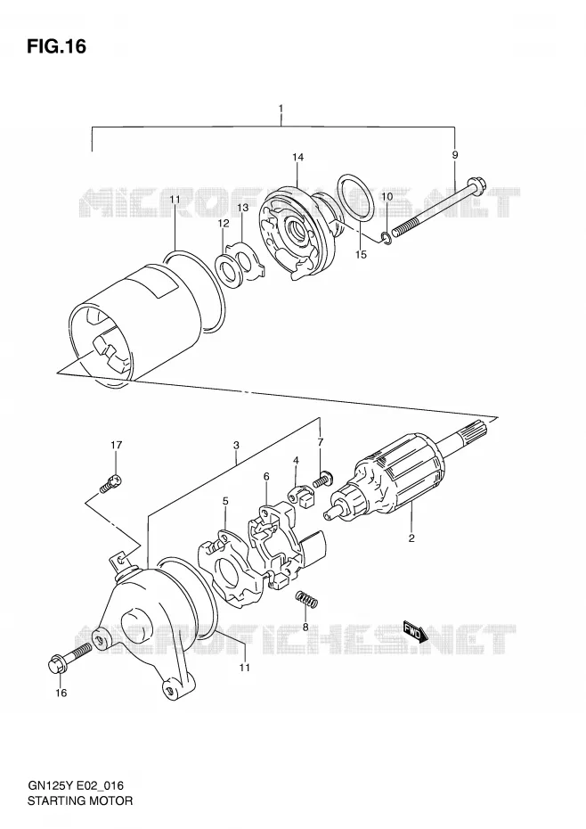 DEMARREUR (MODELE V/W/X/Y) Suzuki MOTO 125 GN 1998  GN125W(E4)