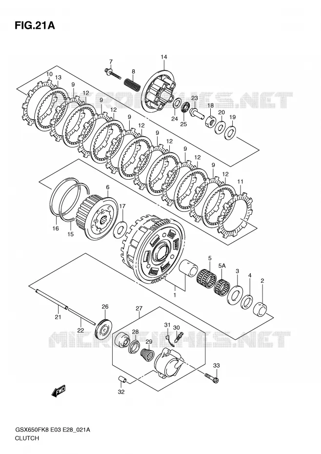 EMBRAYAGE (MODEL K9/L0) Suzuki MOTO 650 GSX-F 2010  GSX650FL0(E3/E28)