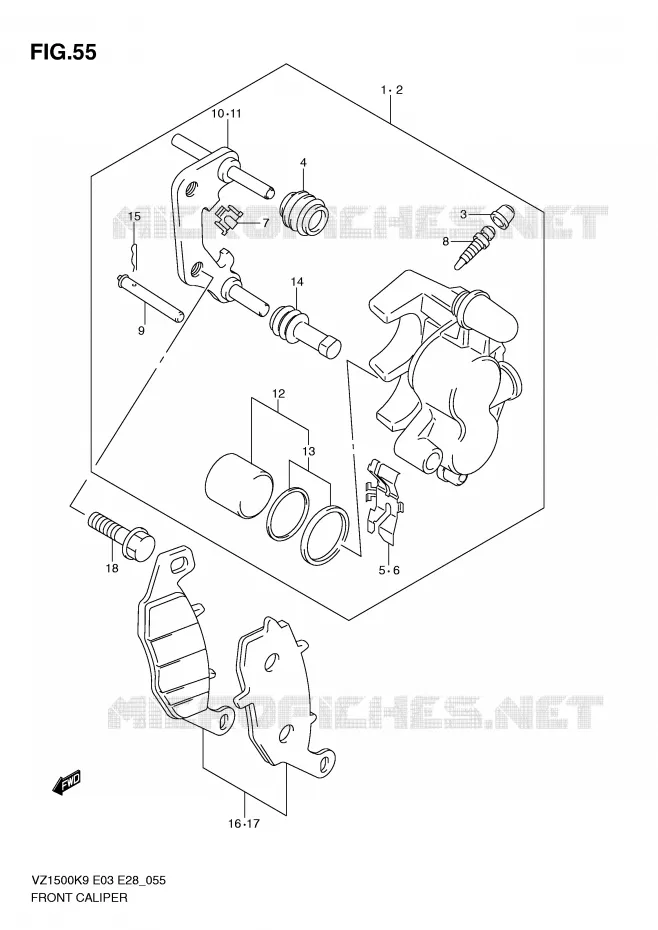 ETRIER DE FREIN AVANT Suzuki MOTO 1500 BOULEVARD 2010  VZ1500L0(E3/E28)