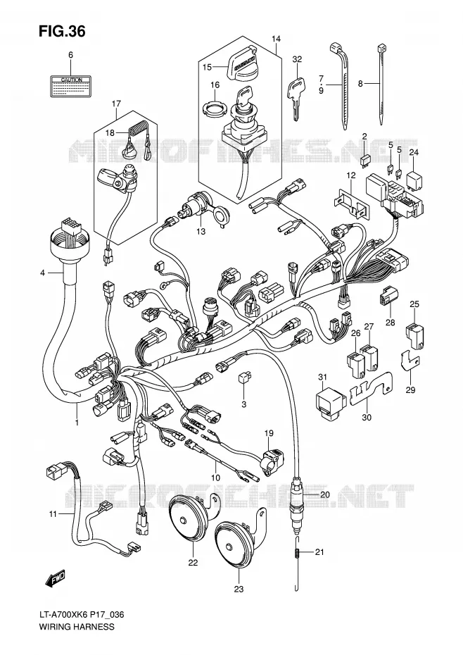 FAISCEAU ELECTRIQUE (MODEL K6 ~F.NO.5SAAP41A 67110000) Suzuki QUAD 700 KINGQUAD 2007  LT-A700XK7(P17)