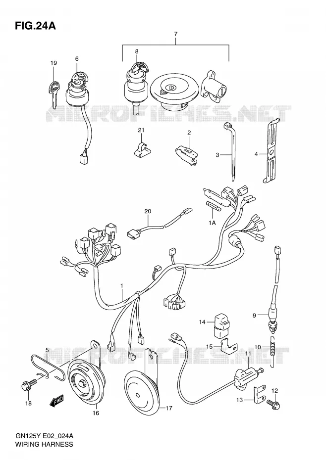 FAISCEAU ELECTRIQUE (MODELE V/W/X/Y/K1 E1,E30) Suzuki MOTO 125 GN 1999  GN125UX(E2)