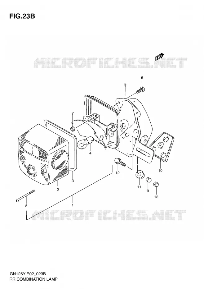 FEU ARRIERE (MODELE V/W/X E18,E22) Suzuki MOTO 125 GN 2000  GN125EY(E2)