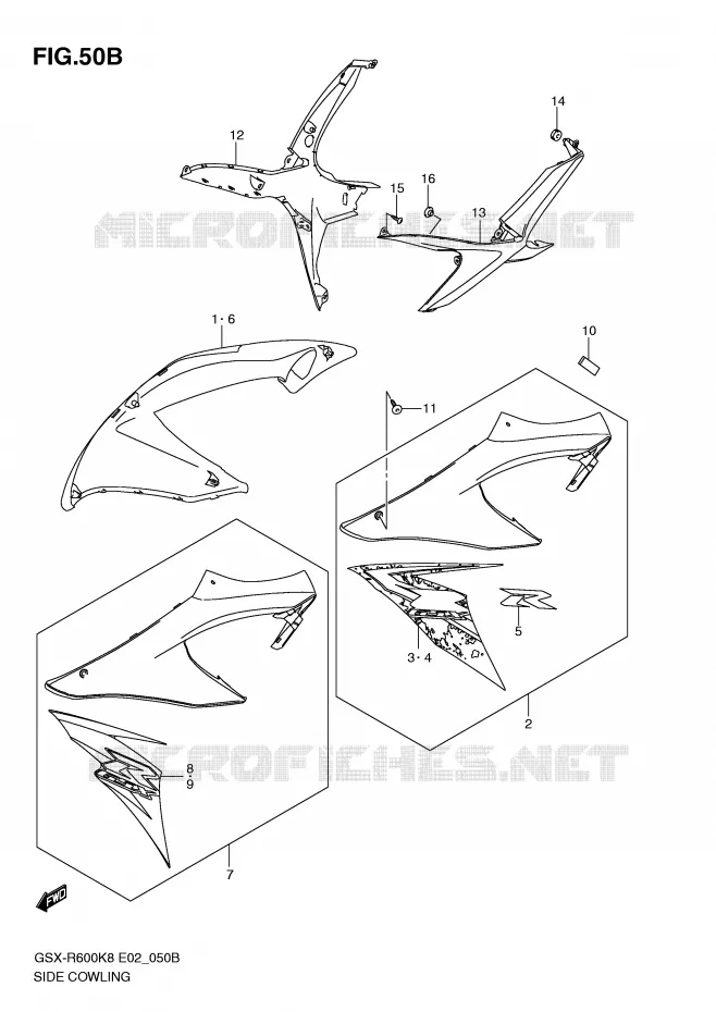 FLANCS DE CARENAGES (MODEL L0) Suzuki MOTO 600 GSX-R 2008  GSX-R600U2K8(E2)