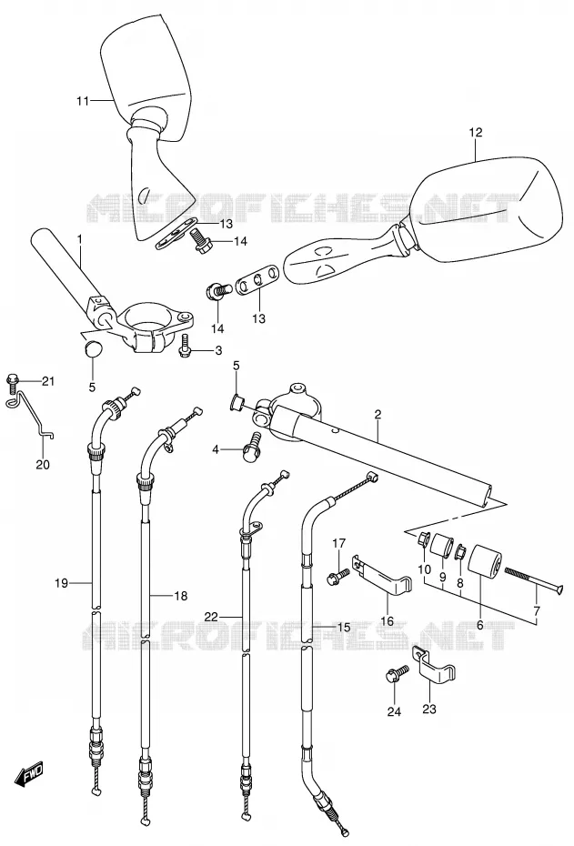 GUIDON (MODELE Y/K1) Suzuki MOTO 750 GSX-R 2001  GSX-R750U1K1(E2)
