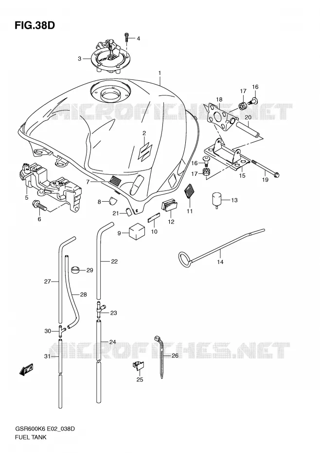 RESERVOIR D'ESSENCE (MODEL L0) Suzuki MOTO 600 GSR 2008  GSR600AK8(E2)