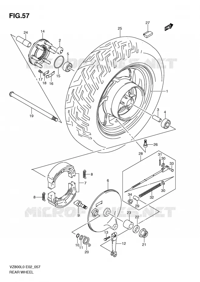 ROUE ARRIERE Suzuki MOTO 800 MARAUDER 2010  VZ800UEL0(E2)