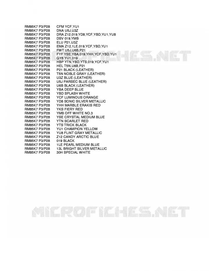 * CHARTE COULEUR * Suzuki MOTO 85 RM 2010  RM85L0(P3/P28)