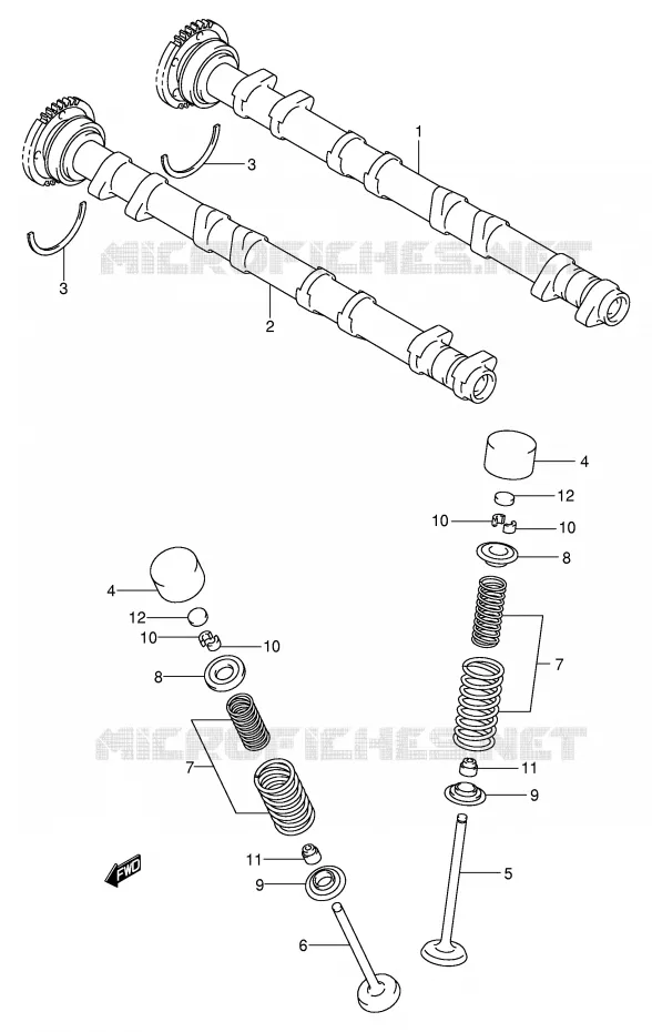 ARBRE A CAMES - SOUPAPES Suzuki MOTO 1300 HAYABUSA 2003  GSX1300RK3(E2)