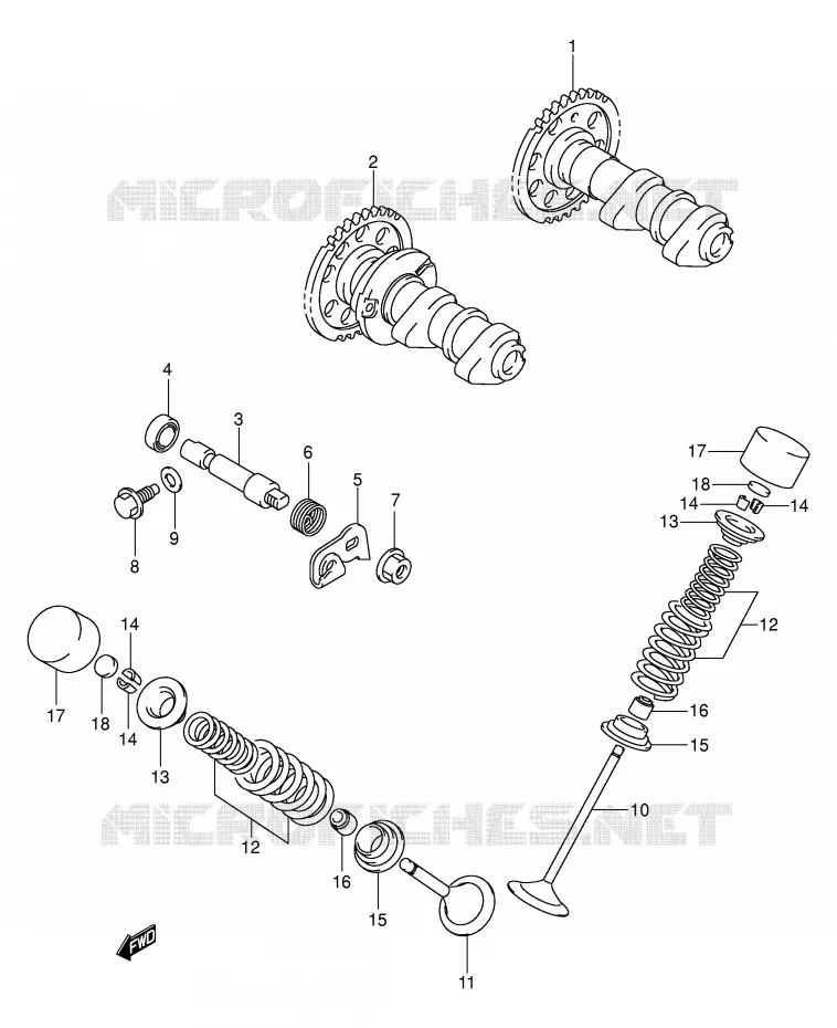 ARBRE A CAMES - SOUPAPES Suzuki MOTO 400 DR-Z 2000  DR-Z400Y(E3/E28)