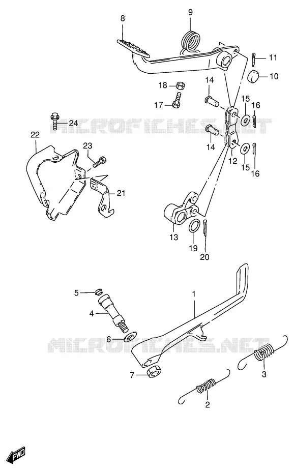 BEQUILLE LATERALE - PEDALE DE FREIN ARRIERE Suzuki MOTO 600 INTRUDER 1996  VS600GLFT(E2)