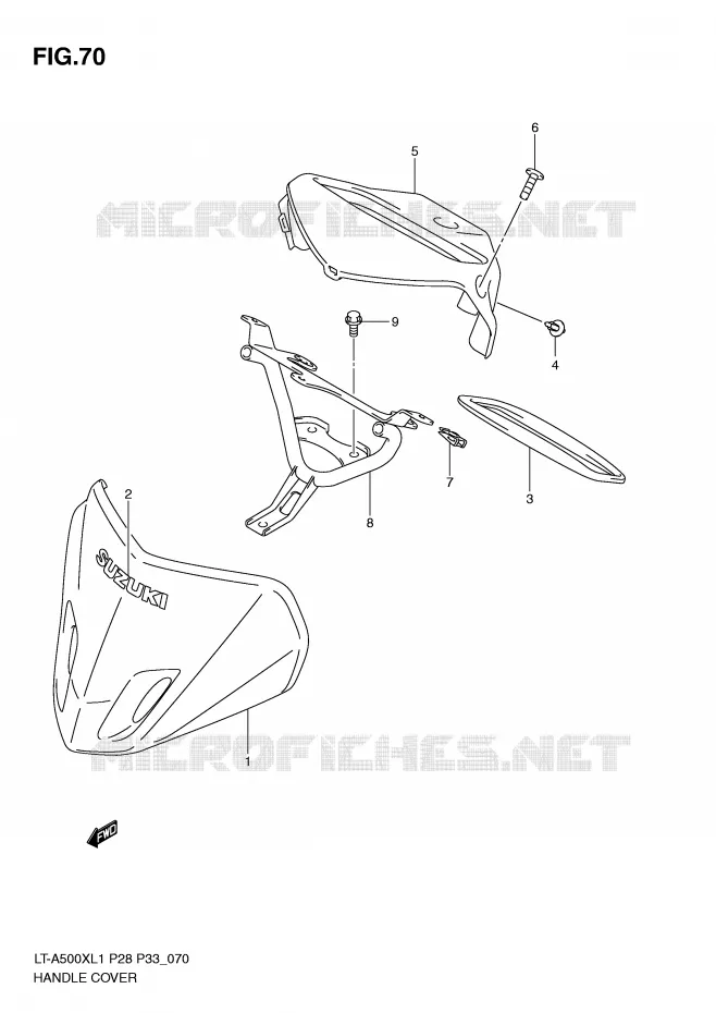 CARENAGE DE GUIDON (LT-A500XZL1 P33) Suzuki QUAD 500 KINGQUAD 2011  LT-A500XL1(P28/P33)