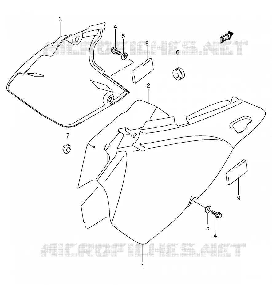 CARENAGES ARRIERE  (MODELE K3/K4) Suzuki MOTO 400 DR-Z 2003  DR-Z400K3(E3/E28)
