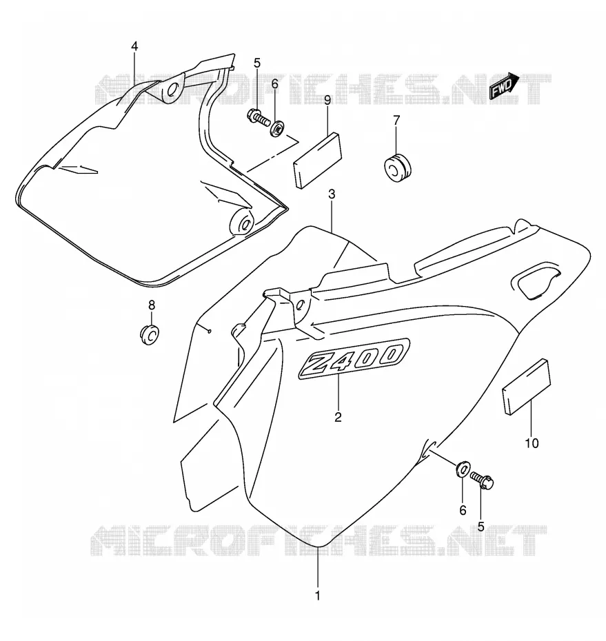 CARENAGES (MODEL Y/K1/K2) Suzuki MOTO 400 DR-Z 2001  DR-Z400EK1(E3/E28)