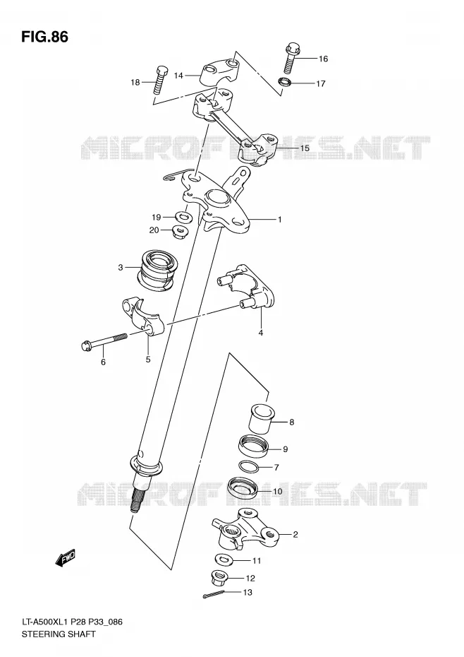 COLONNE DE DIRECTION Suzuki QUAD 500 KINGQUAD 2011  LT-A500XZL1(P28/P33)