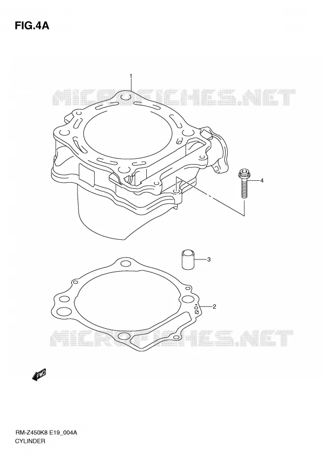 CYLINDRE (RM-Z450L1) Suzuki MOTO 450 RM-Z 2010  RM-Z450L0(E19)