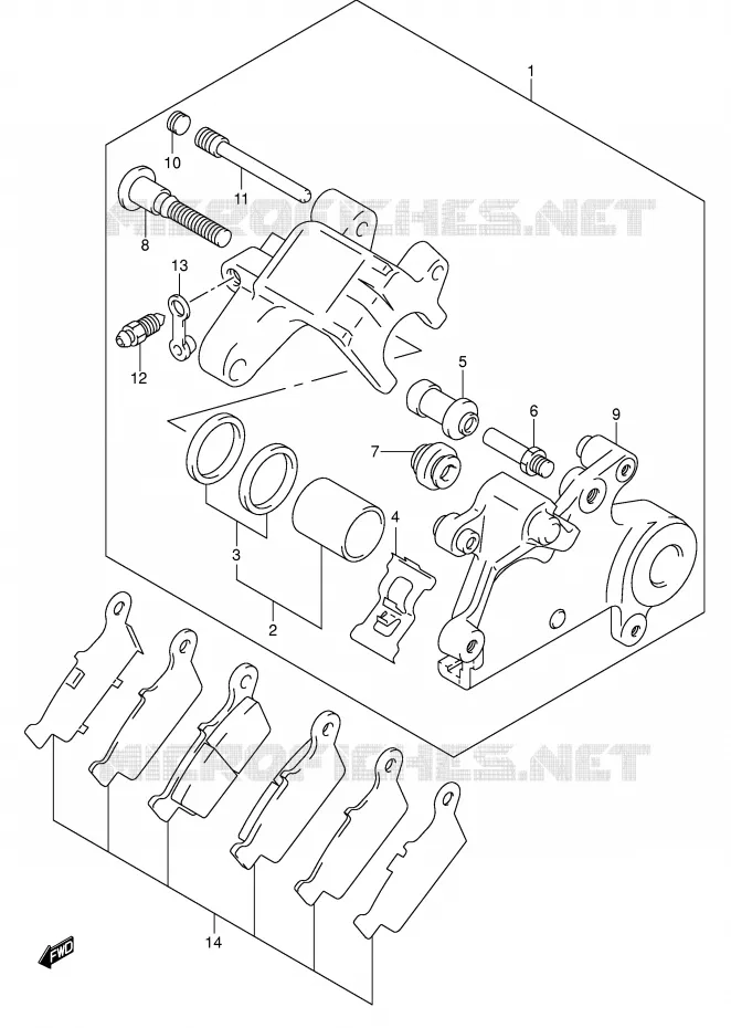 ETRIER DE FREIN ARRIERE Suzuki MOTO 400 DR-Z 2006  DR-Z400SK6(E3/E28)