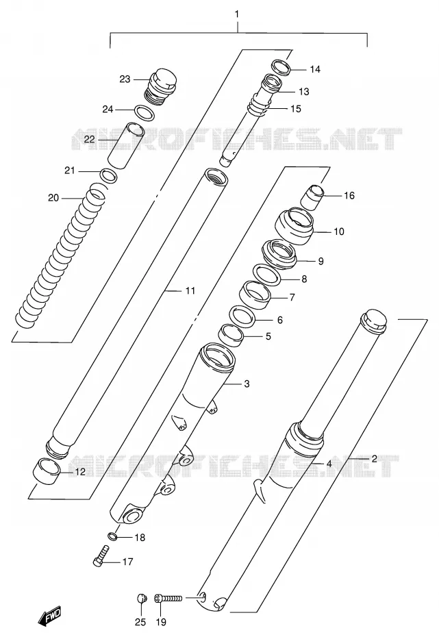 FOURCHE AVANT (MODELE T/V) Suzuki MOTO 600 INTRUDER 1996  VS600GLT(E2)