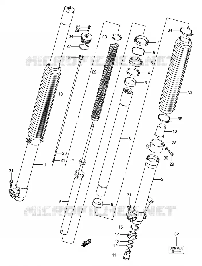 FOURCHE Suzuki MOTO 400 DR-Z 2003  DR-Z400EK3(E3/E28)