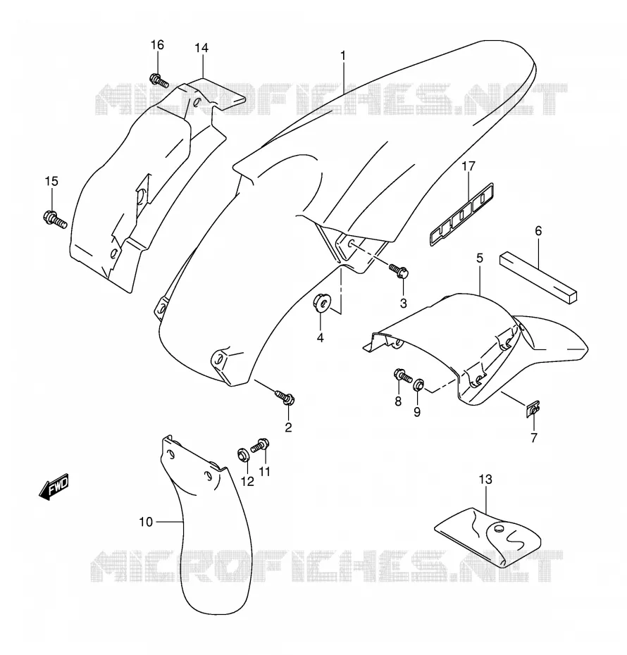 GARDE BOUE ARRIERE (MODELE Y/K1/K2/K3) Suzuki MOTO 400 DR-Z 2003  DR-Z400EK3(E3/E28)