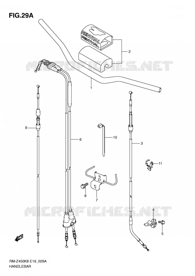 GUIDON (RM-Z450L1) Suzuki MOTO 450 RM-Z 2008  RM-Z450K8(E19)