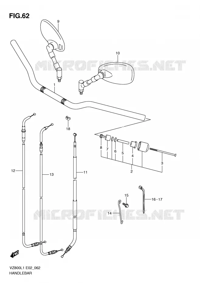 GUIDON (VZ800L1 E2) Suzuki MOTO 800 MARAUDER 2011  VZ800UEL1(E2)