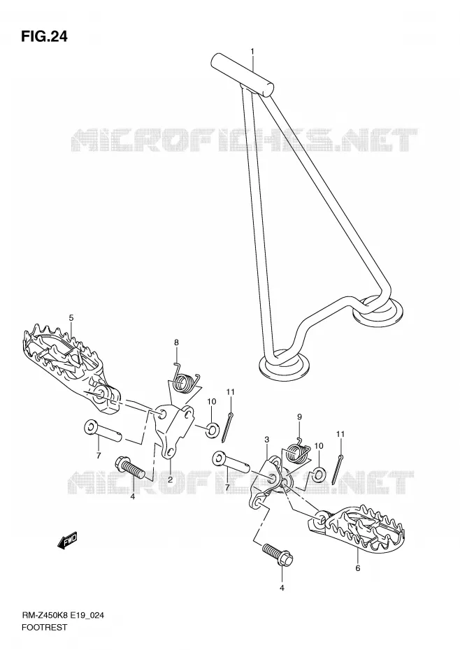 REPOSE PIEDS (RM-Z450K8/K9/L0) Suzuki MOTO 450 RM-Z 2008  RM-Z450K8(E19)