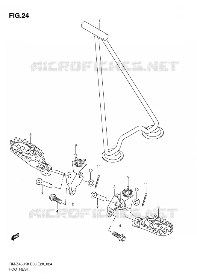 REPOSE PIEDS (RM-Z450K8/K9/L0) Suzuki MOTO 450 RM-Z 2011  RM-Z450L1(E3/E28)