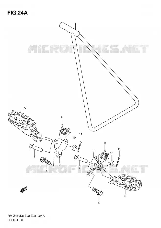REPOSE PIEDS (RM-Z450L1) Suzuki MOTO 450 RM-Z 2008  RM-Z450K8(E3/E28)