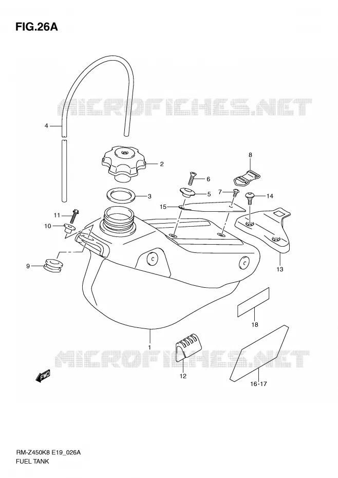 RESERVOIR D'ESSENCE (RM-Z450L1) Suzuki MOTO 450 RM-Z 2011  RM-Z450L1(E19)