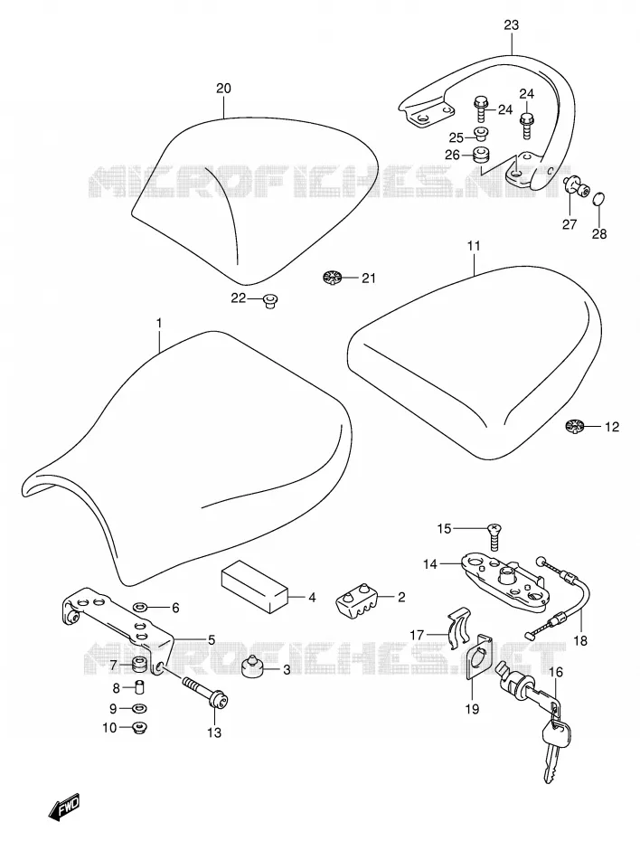 SELLE (MODELE K1) Suzuki MOTO 1300 HAYABUSA 2000  GSX1300RY(E2)