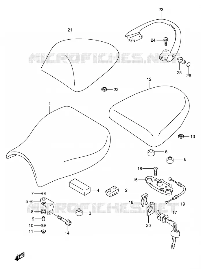 SELLE (MODELE X/Y) Suzuki MOTO 1300 HAYABUSA 1999  GSX1300RX(E2)