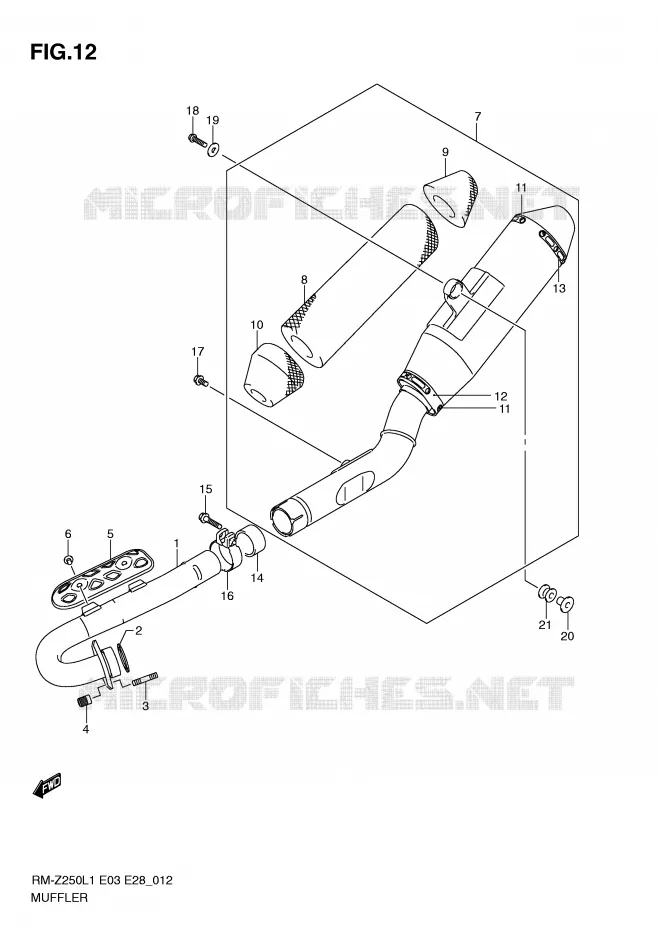 SILENCIEUX Suzuki MOTO 250 RM-Z 2011  RM-Z250L1(E3/E28)