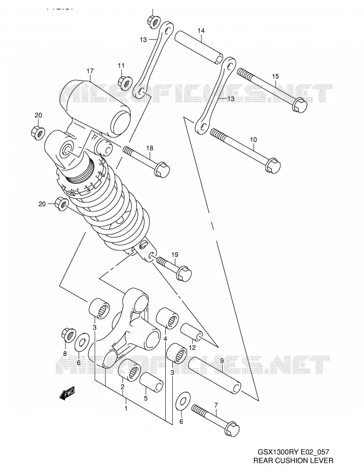 BIELLETTE DE SUSPENSION ARRIERE Suzuki MOTO 1300 HAYABUSA 2000  GSX1300RY(E2)