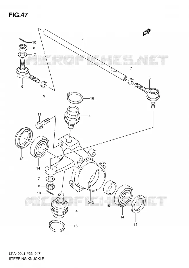 BIELLETTES DE DIRECTION - MOYEU Suzuki QUAD 400 KINGQUAD 2011  LT-A400L1(P33)